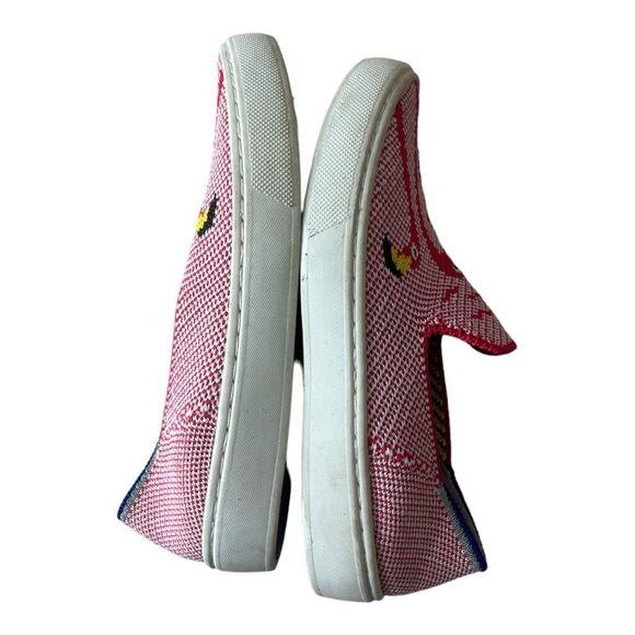 Rothy's Red Flamingo Pattern Youth The Kids Shoes Sneaker Size 12 Flat Pull On. - Picture 3 of 10